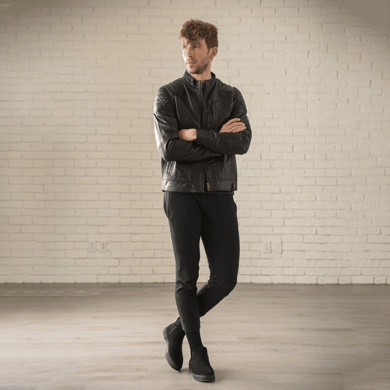 Biker Leather Jacket Men - Black