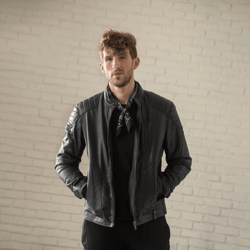 Biker Leather Jacket Men - Black