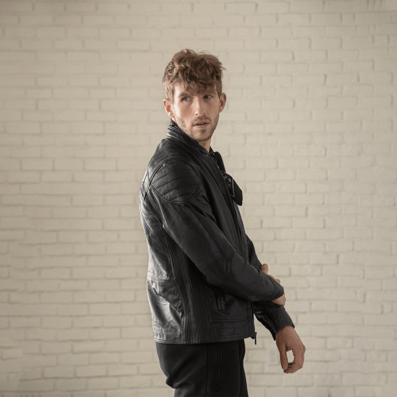 Biker Leather Jacket Men - Black