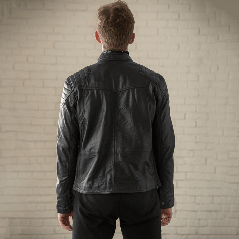 Biker Leather Jacket Men - Black