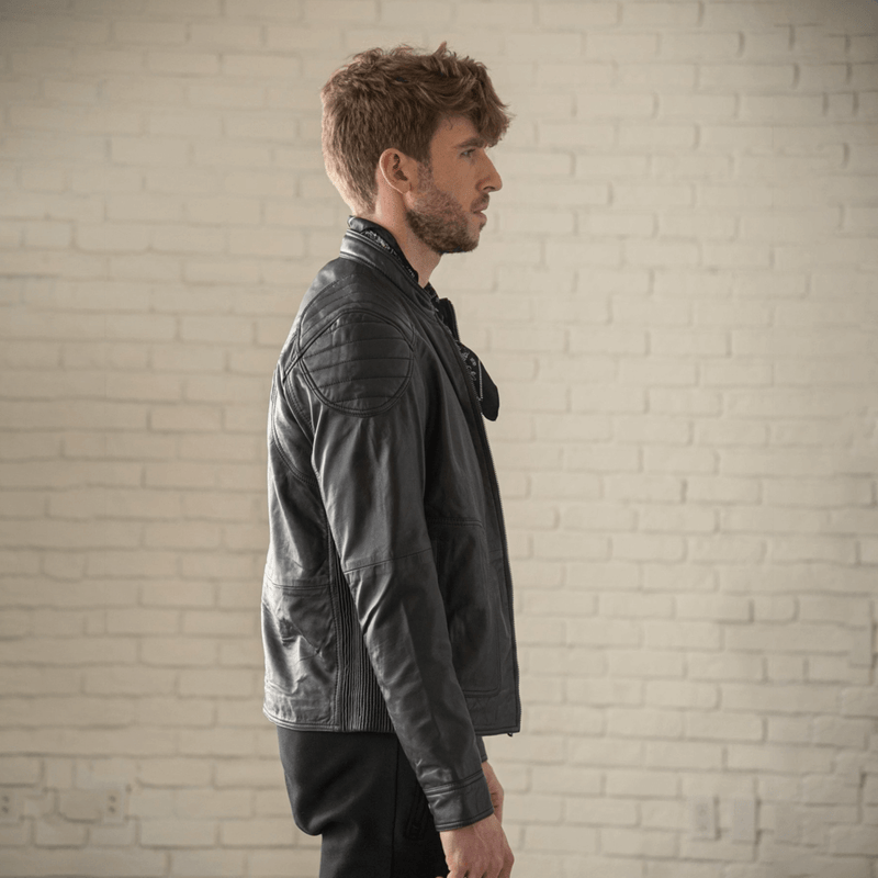 Biker Leather Jacket Men - Black