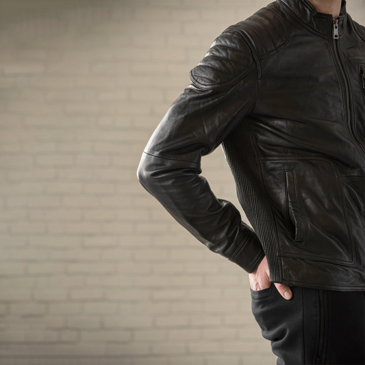 Biker Leather Jacket Men - Black