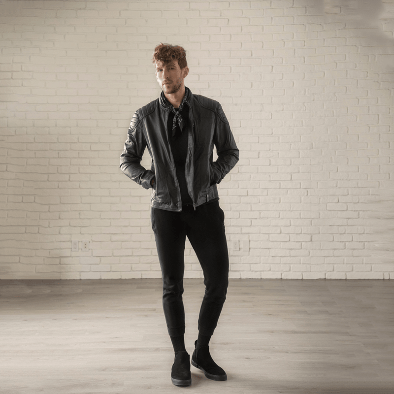 Biker Leather Jacket Men - Black