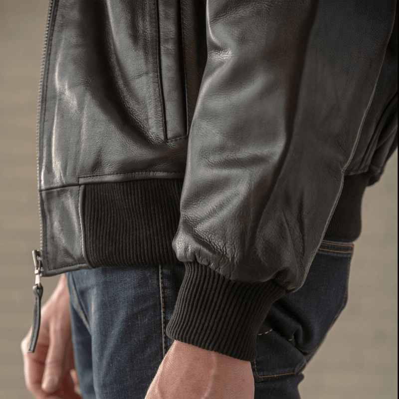 Classic Leather Bomber - Black