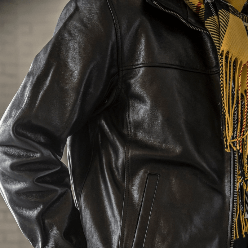 Classic Leather Bomber - Black