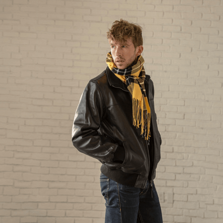 Men's Classic Leather Bomber Jacket - Black | HIDES Canada Men's Classic Leather Bomber Jacket - Black | HIDES Canada