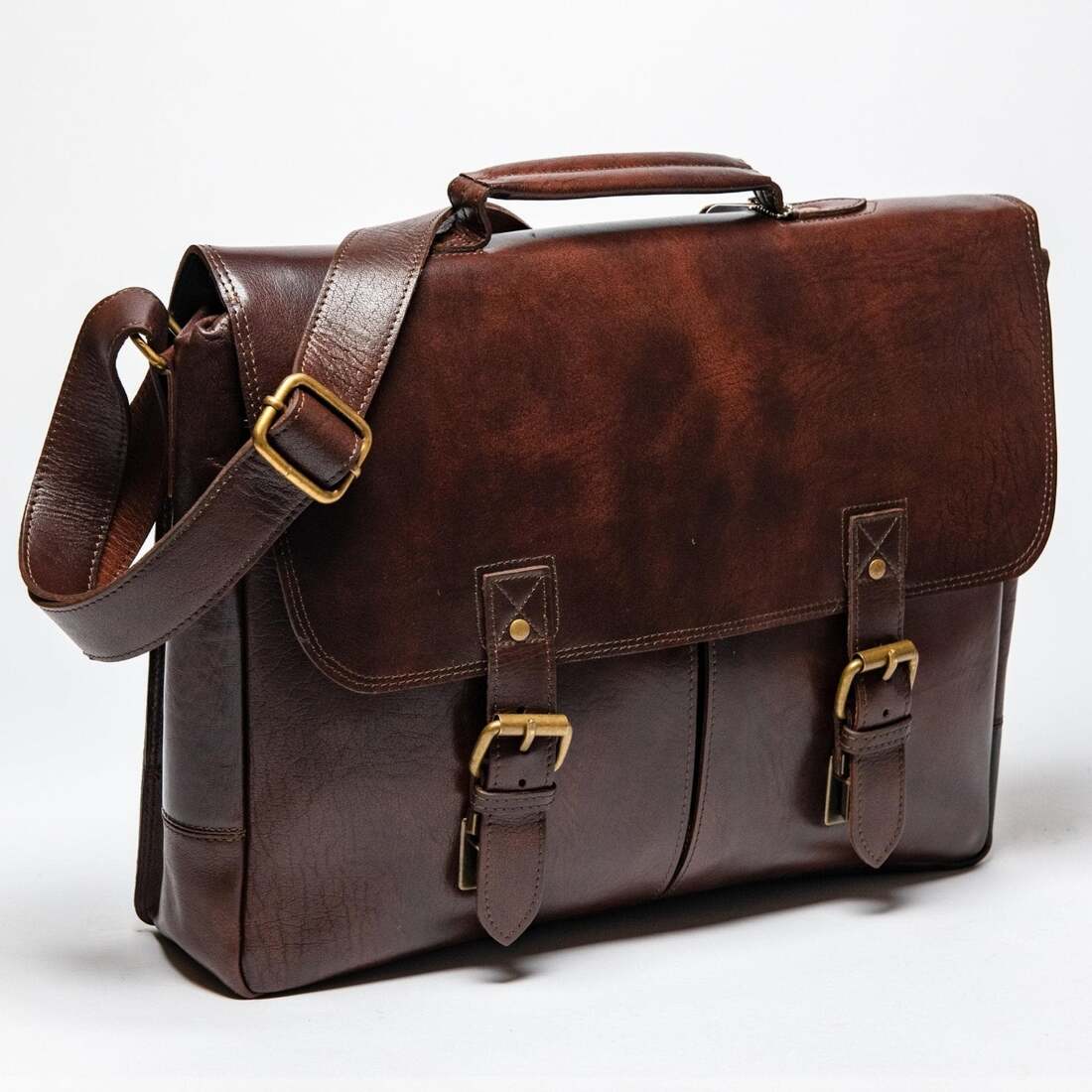 Coarse Leather Messenger Antique Brown