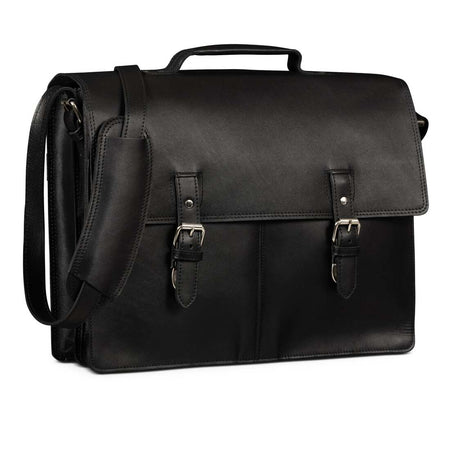Complete Leather Briefcase Black Full Grain Leather Laptop Bag