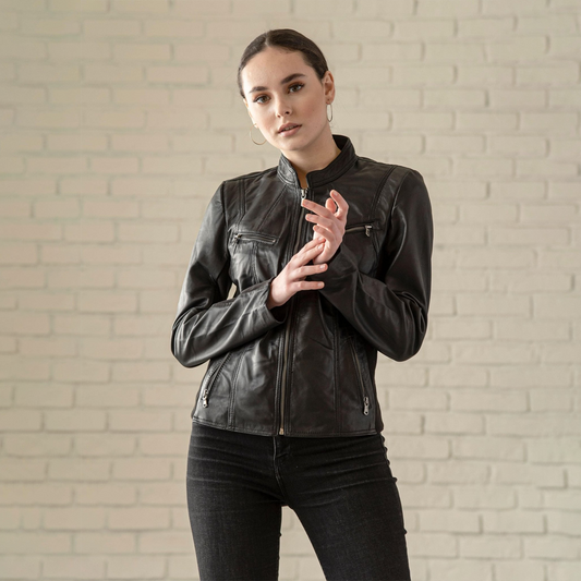 Daisy Leather Jacket - Black
