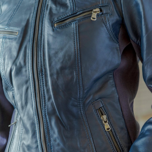 Daisy Leather Jacket - Blue