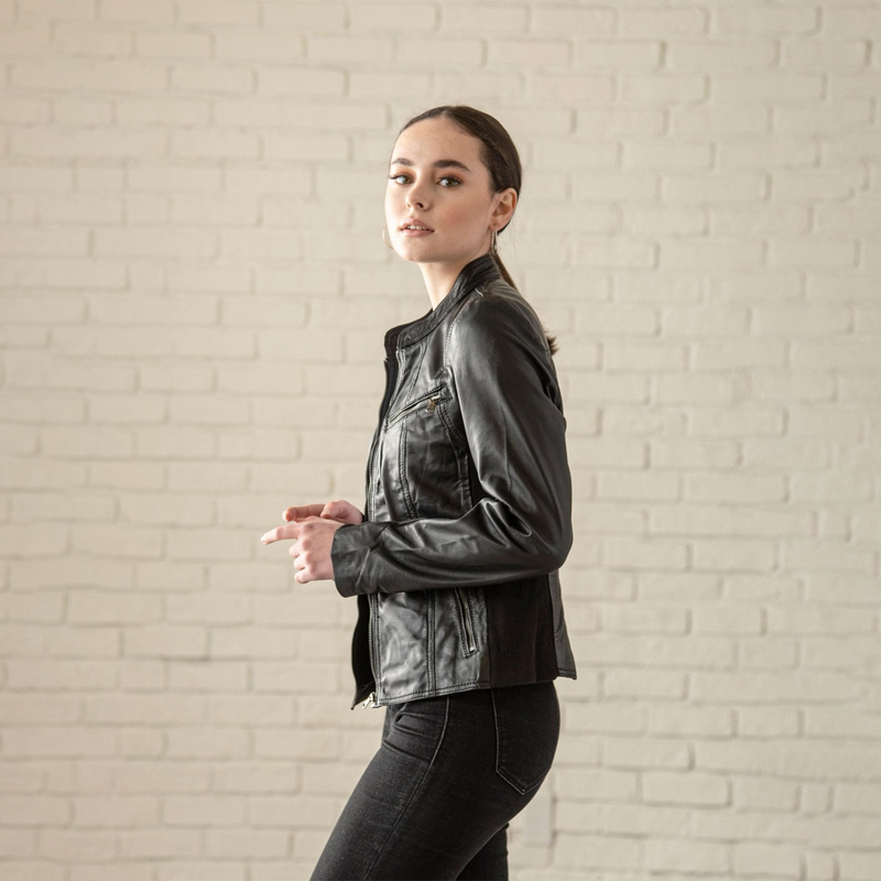 Daisy Leather Jacket - Blue