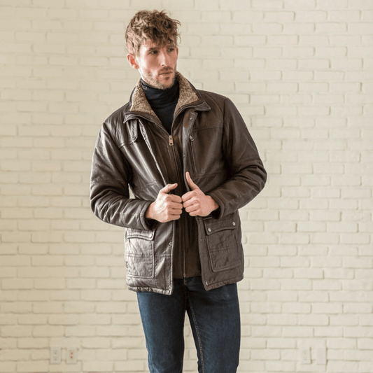 Full grain leather coat hot sale