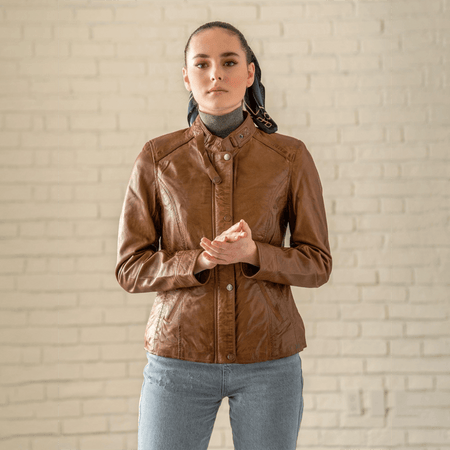 Lamb Leather Coat Cognac