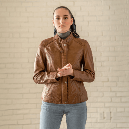 Lamb Leather Coat - Cognac