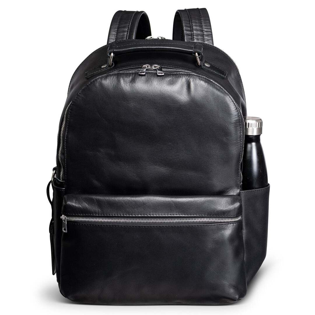 Leather Backpack Rucksack - Black