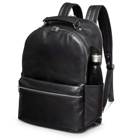 Leather Backpack Rucksack - Black