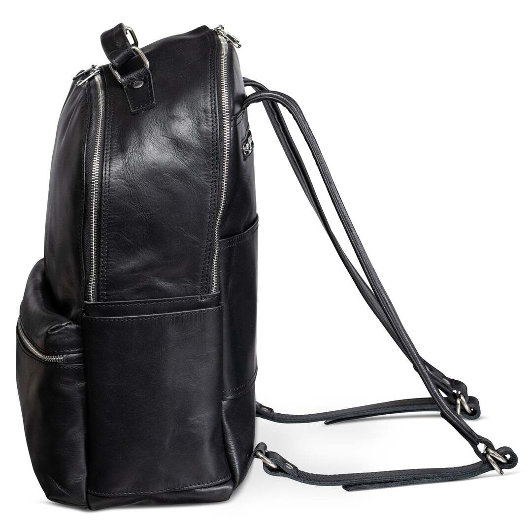 Leather Backpack Rucksack - Black