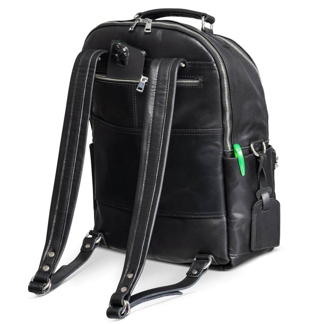 Leather Backpack Rucksack - Black