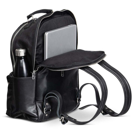 Leather Backpack Rucksack - Black