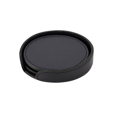 Leather Coaster Set - Black