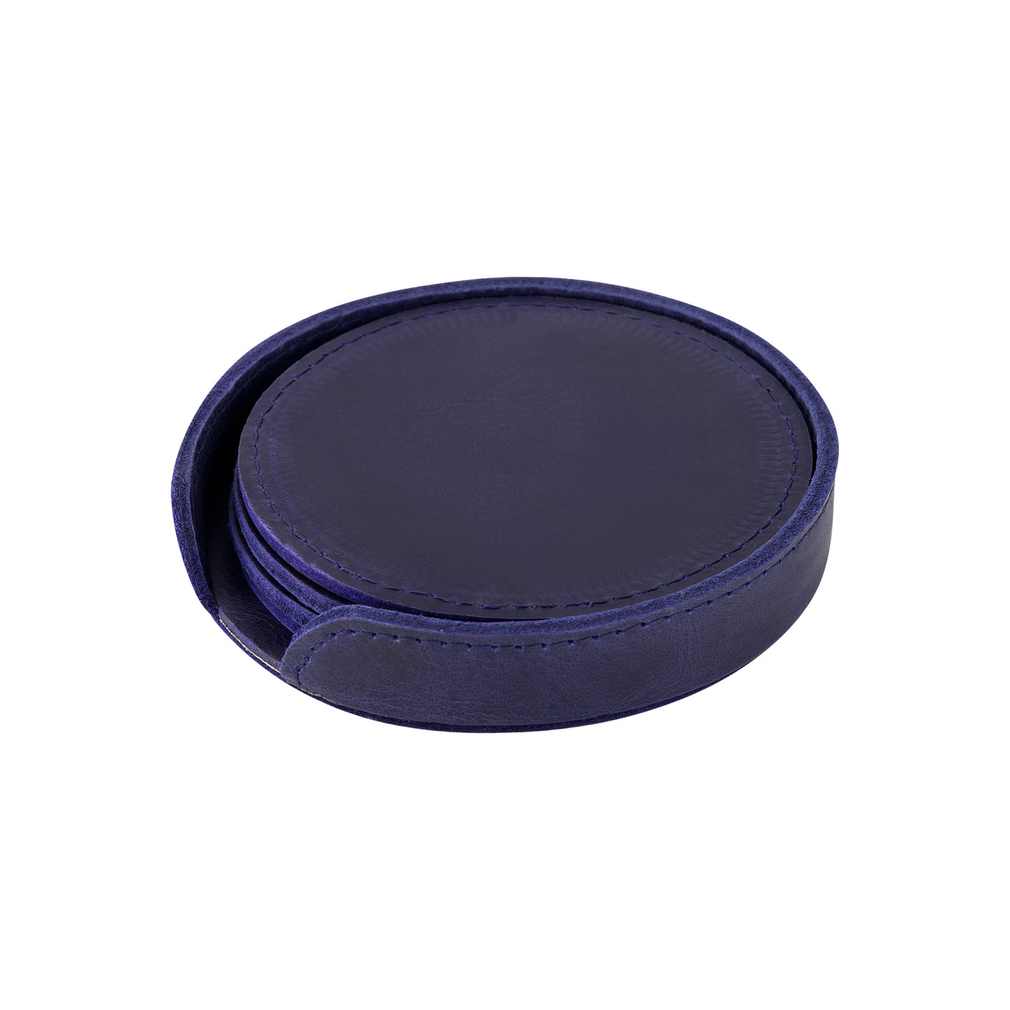 Leather Coaster Set - Blue