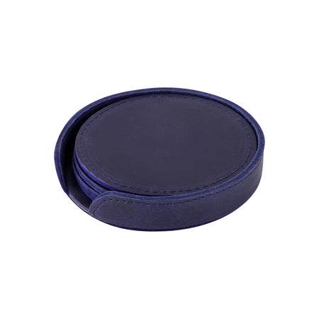 Leather Coaster Set - Blue