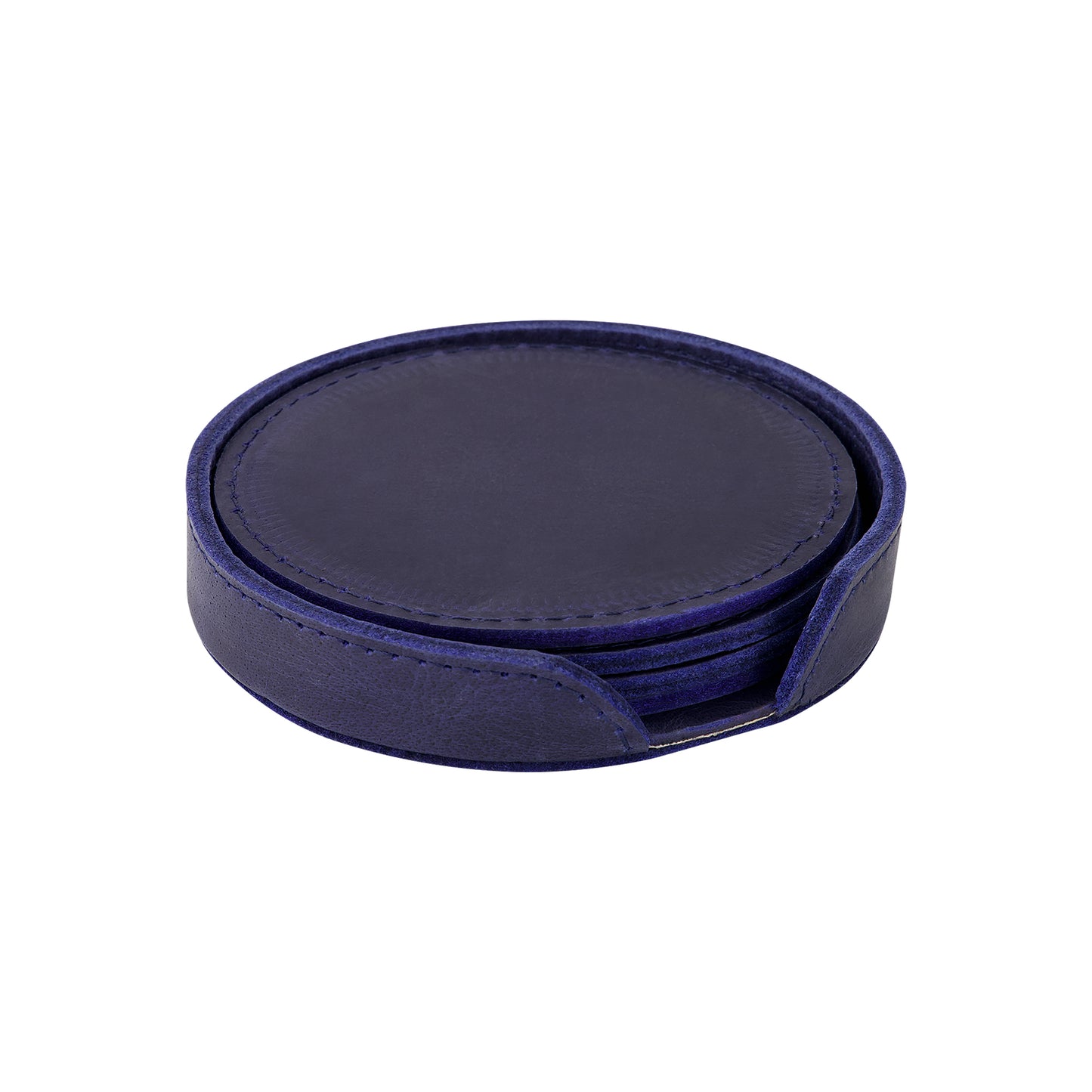 Leather Coaster Set - Blue