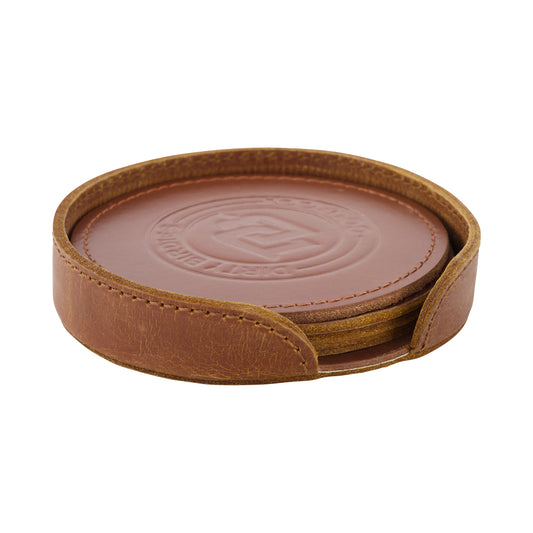 Leather Coaster Set - Brown
