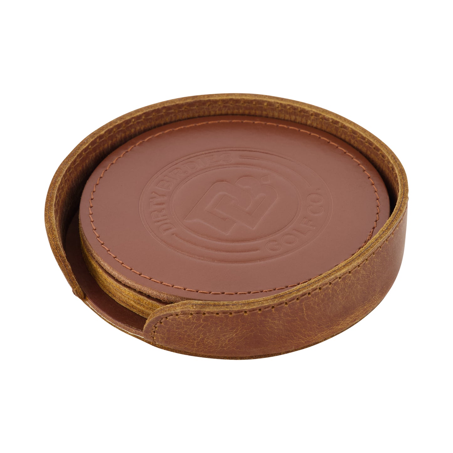 Leather Coaster Set - Brown