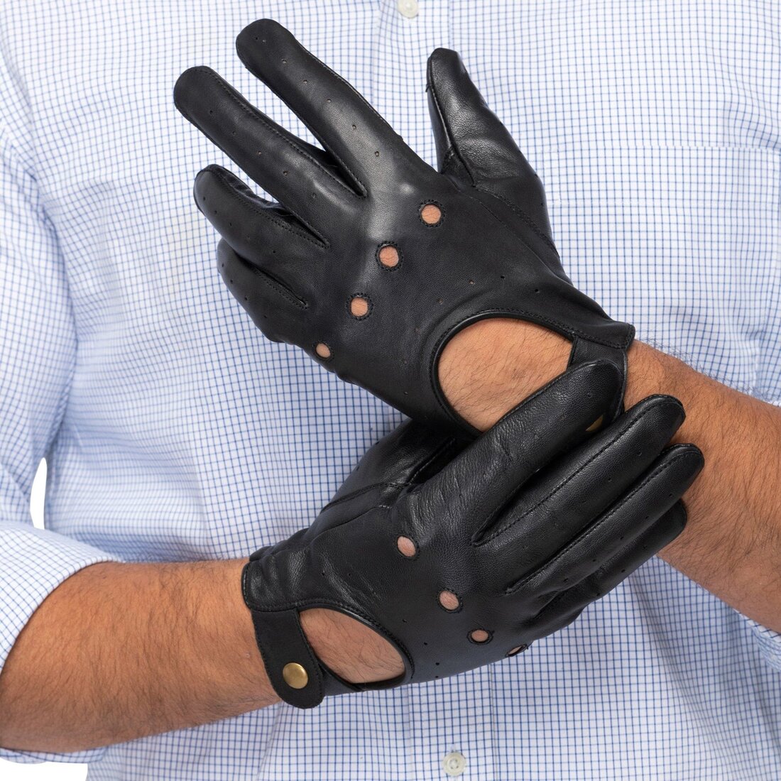 Leather Driving Gloves Men Black