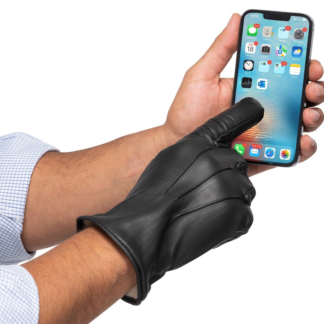 Leather gloves that work with phone on sale