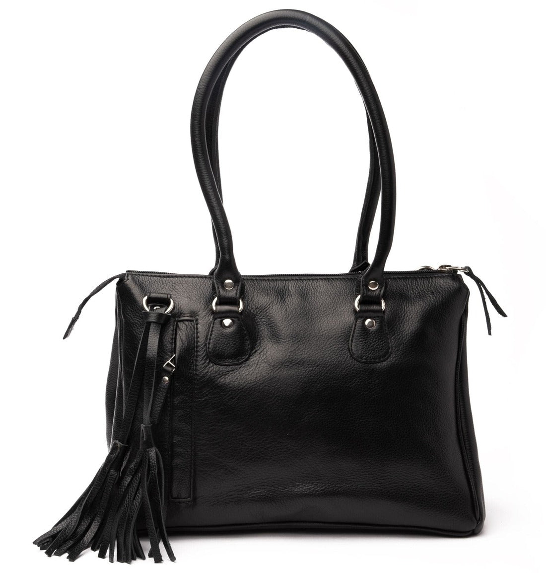 Black leather handbag online