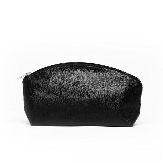Leather Makeup Bag - Black