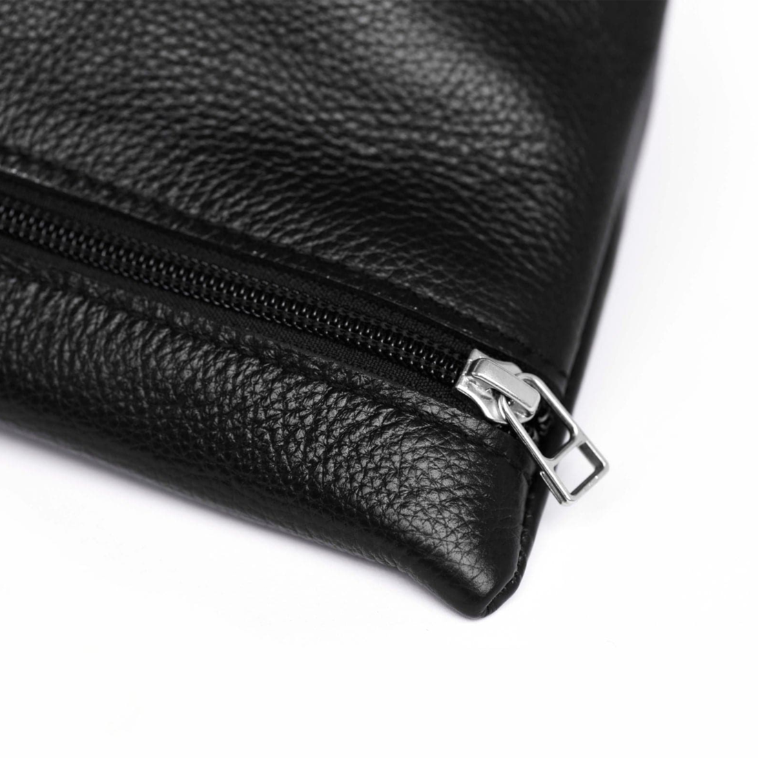 Leather Makeup Bag - Black