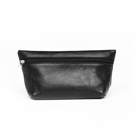 Leather Makeup Bag - Black