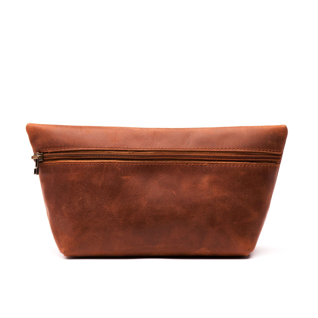 Leather Makeup Bag - Saddle Brown