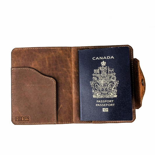 Leather Passport Holder - Snap Closure