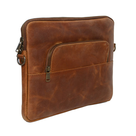 Leather Tech Sleeve - Saddle Brown