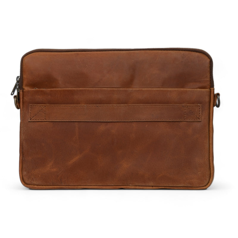 Tech Leather Laptop Sleeve - Saddle Brown
