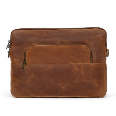 Leather Tech Sleeve - Saddle Brown