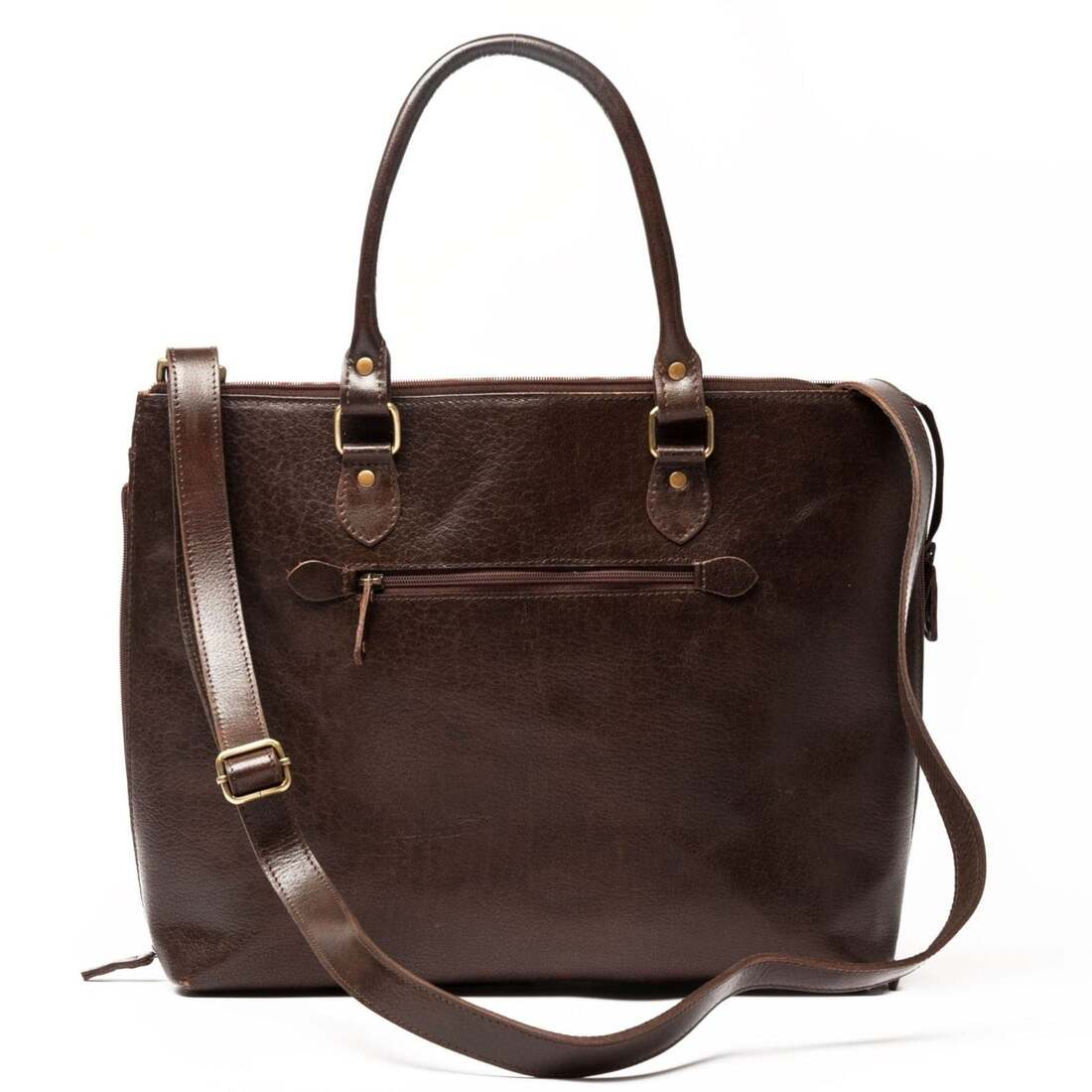 Leather Tech Tote - Antique Brown