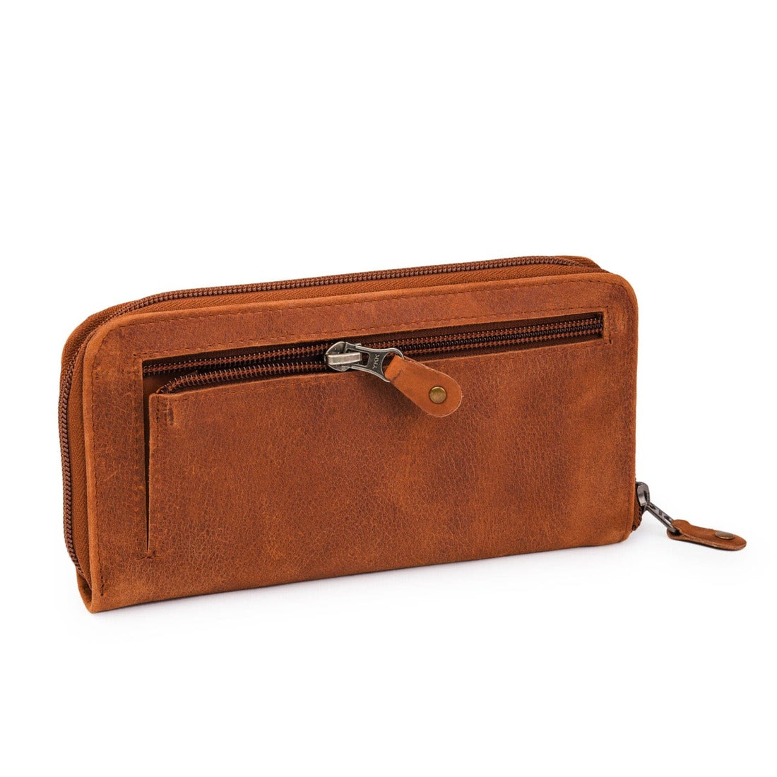 Cameo leather zip-around wallet