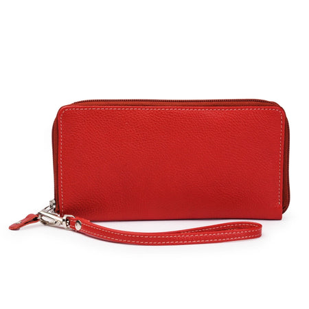 🎁 Leather Zip Around Wallet - Red (100% off)