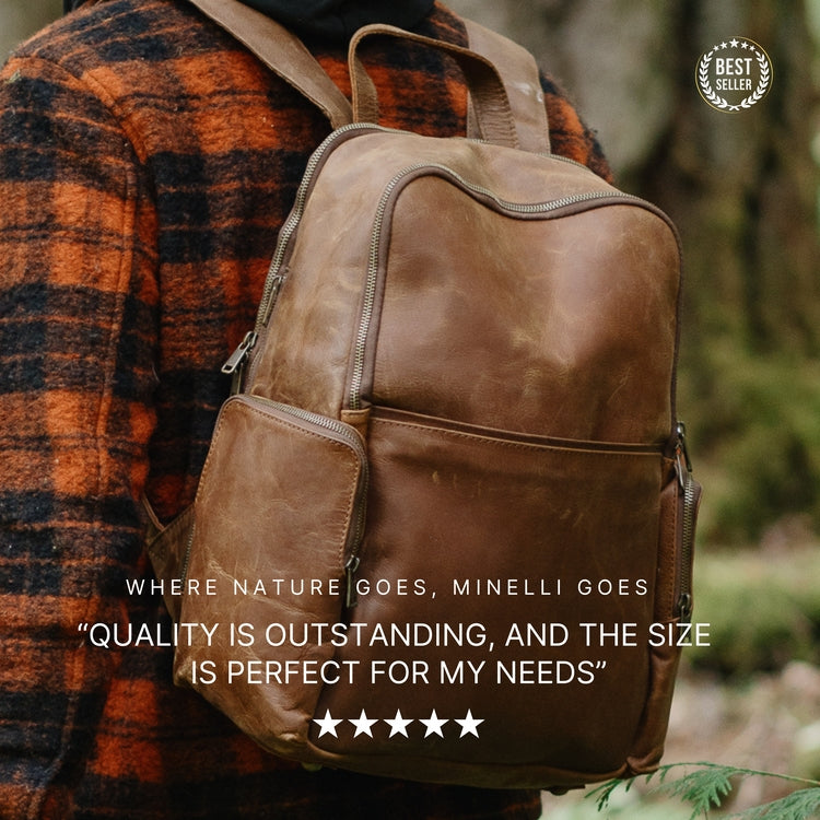 Minelli Leather Backpack: Rugged Luxe & Eco-Conscious