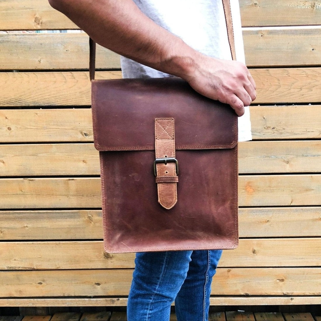 Montreal Leather Satchel - Saddle Brown - HIDES