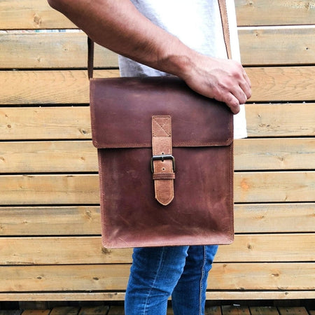 Montreal Leather Satchel - Saddle Brown - HIDES