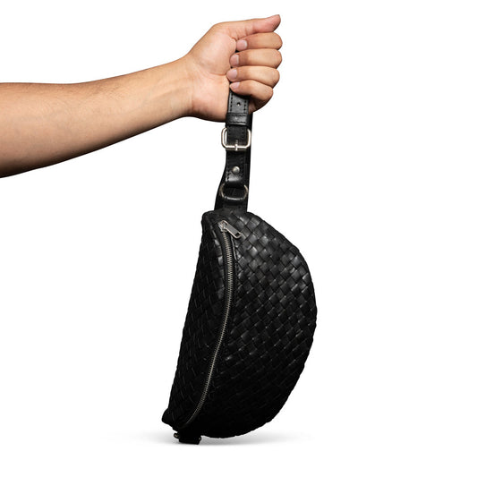 Nexus Woven Leather Belt Bag - Woven Black