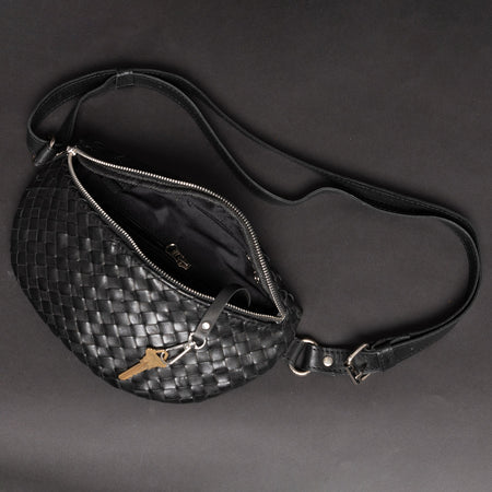 Nexus Woven Leather Belt Bag - Woven Black