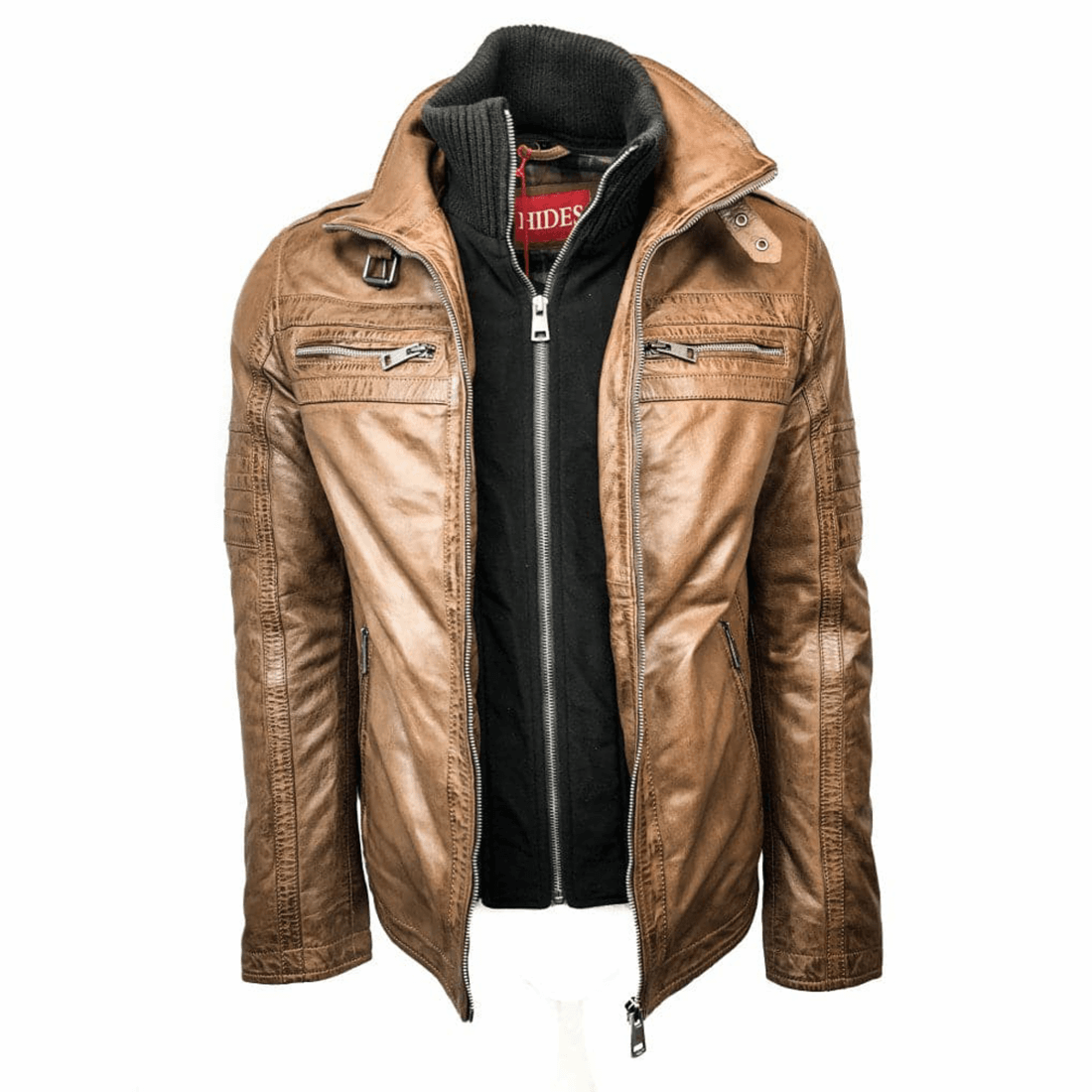 Removable Collar Leather Jacket