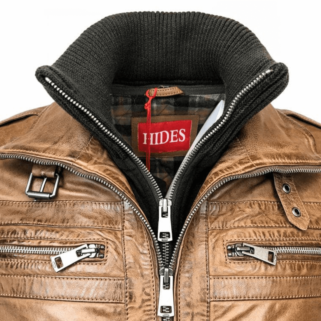 Removable Collar Leather Jacket